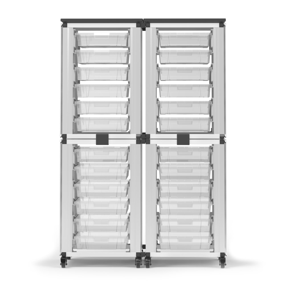 Luxor Modular Classroom Storage Cabinets, 24 Small Bins, 29inH x 18-1/4inW x 18-1/4inD, White, Pack Of 4 Stacked Modules MPN:MBS-STR-22-24S