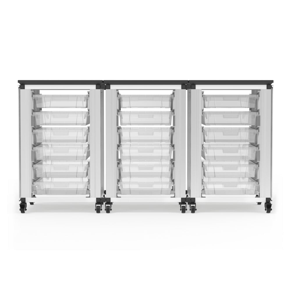 Luxor Modular Classroom Storage Cabinets, 18 Small Bins, 29inH x 18-1/4inW x 18-1/4inD, White, Pack Of 3 Side-By-Side Modules MPN:MBS-STR-31-18S