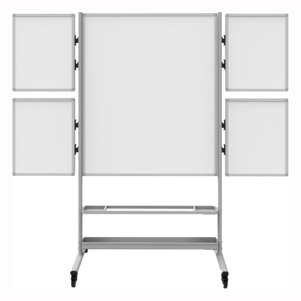 Luxor Magnetic Dry-Erase Whiteboard Collaboration Station, 76 3/8in x 82 1/4in x 23 11/16in, Aluminum Frame With Silver Finish MPN:COLLAB-STATION