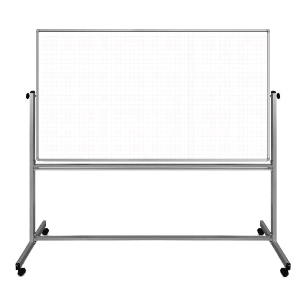 Luxor Ghost Grid Double-Sided Magnetic Mobile Dry-Erase Whiteboard, 40in x 72in, Aluminum Frame With Silver Finish MPN:MB7240LB
