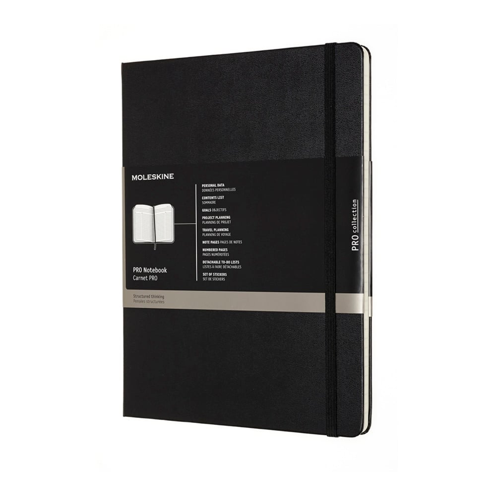 Moleskine PRO Notebook, 7-1/2in x 10in, Ruled, 192 Pages, Black (Min Order Qty 2) MPN:620800