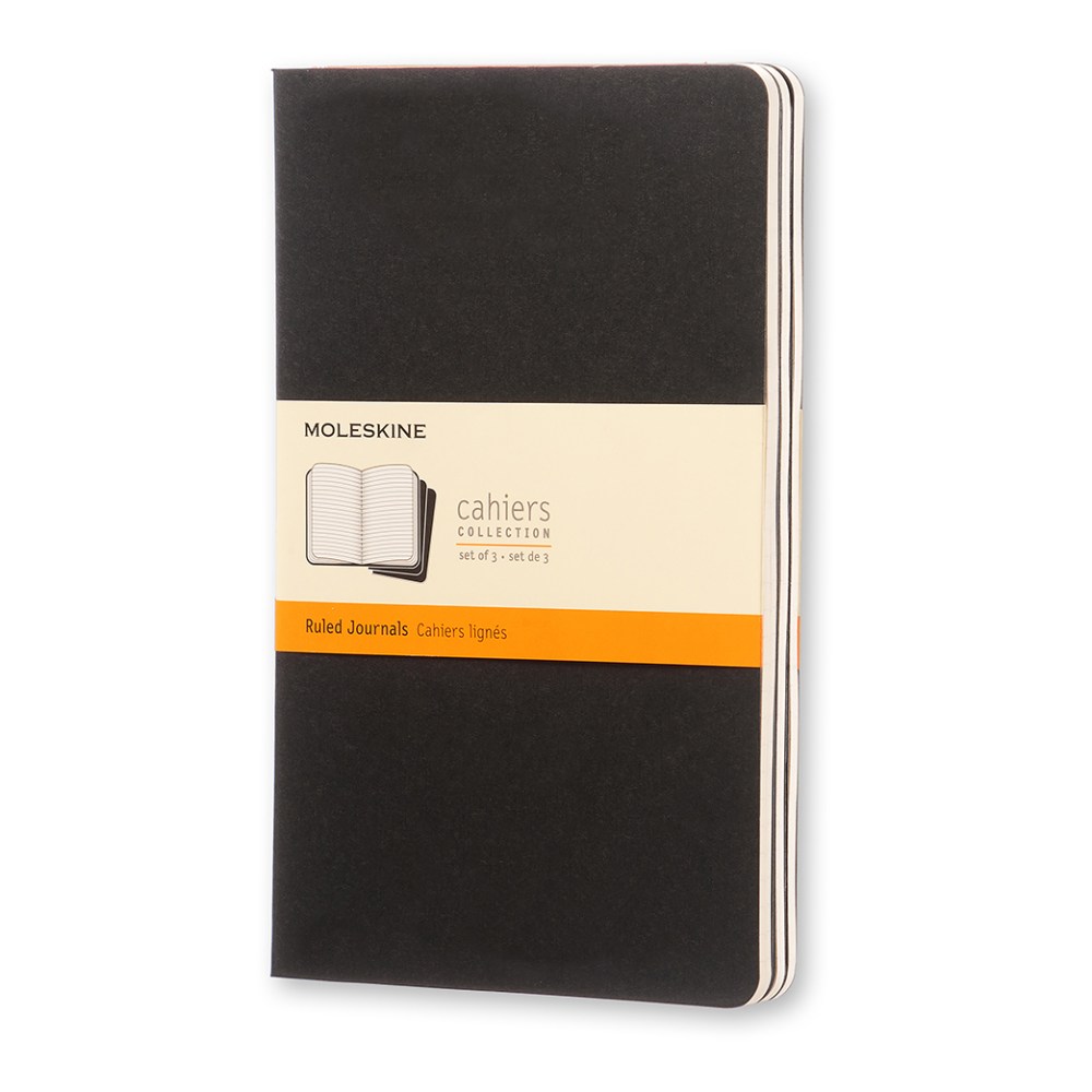 Moleskine Cahier Journals, 5in x 8-1/4in, Ruled, 80 Pages, Black, Set Of 3 Journals (Min Order Qty 4) MPN:704956