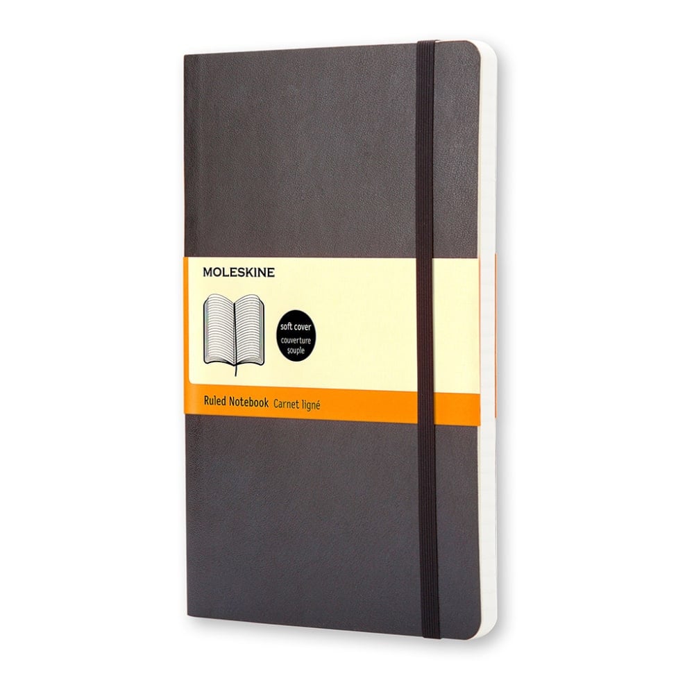 Moleskine Classic Soft Cover Notebook, 5in x 8-1/4in, Ruled, 192 Pages, Black (Min Order Qty 4) MPN:707162