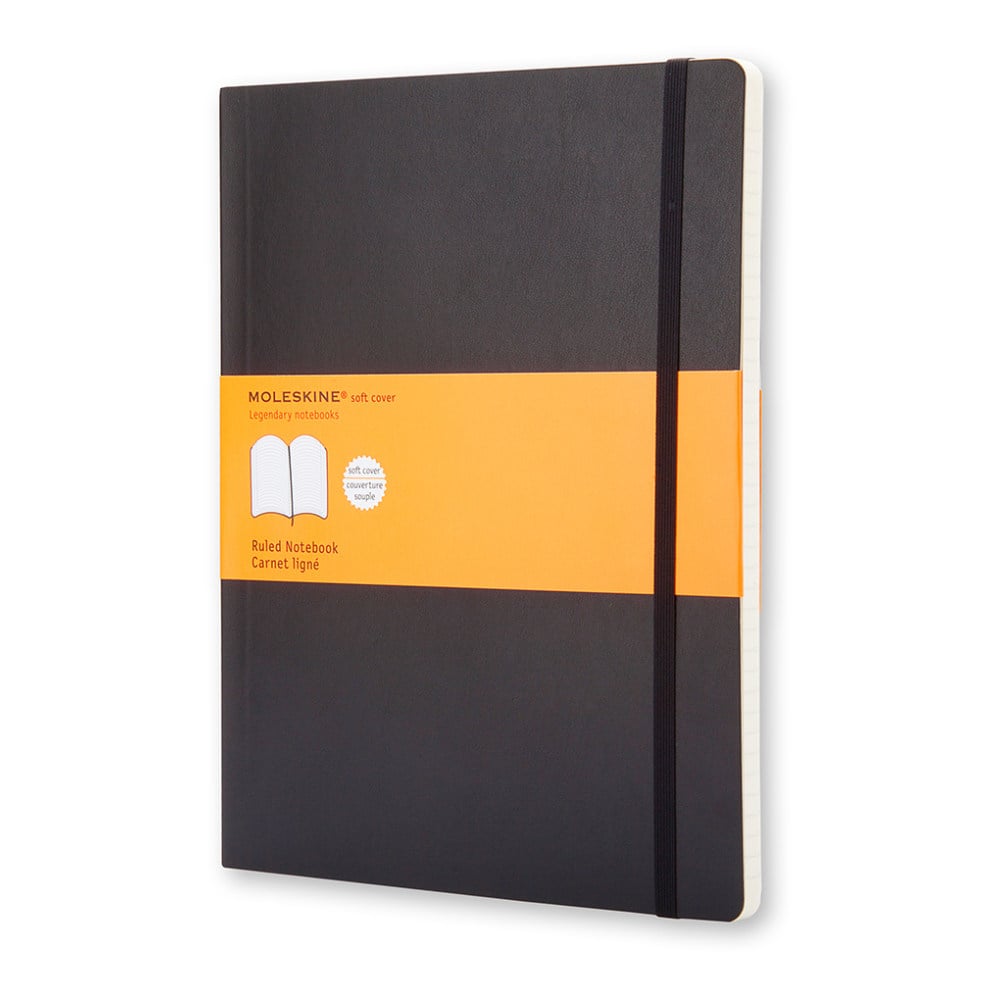 Moleskine Classic Soft Cover Notebook, 7-1/2in x 10in, Ruled, 192 Pages, Black (Min Order Qty 3) MPN:707223