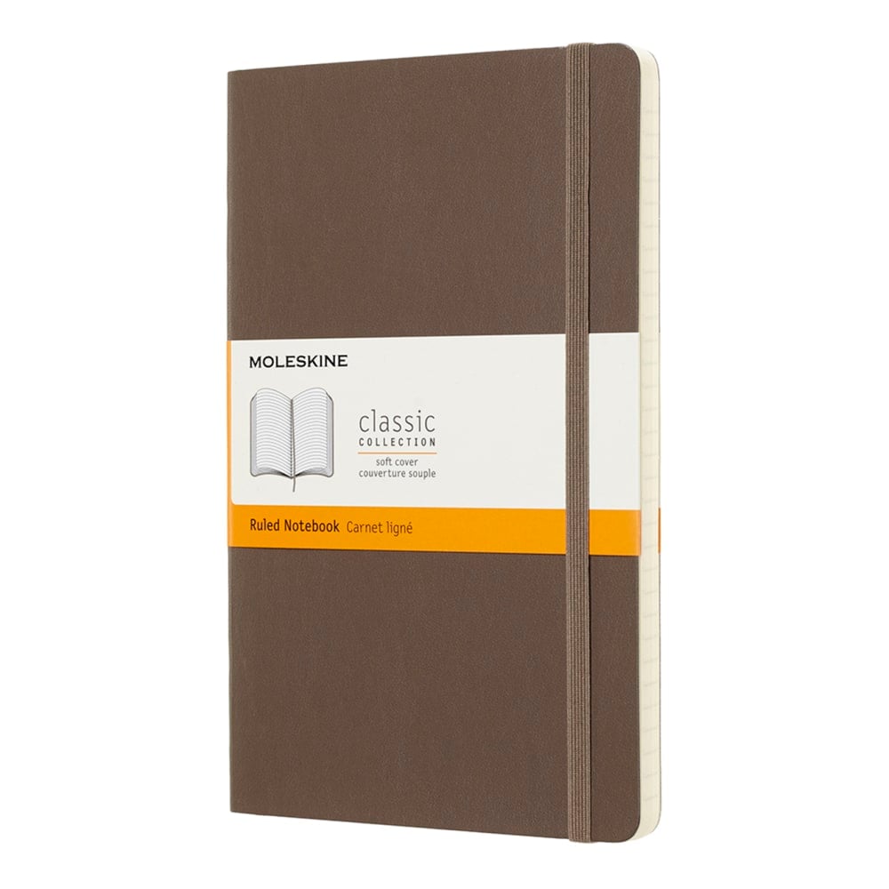 Moleskine Classic Soft Cover Notebook, 5in x 8-1/4in, Ruled, 192 Pages, Earth Brown (Min Order Qty 4) MPN:715512