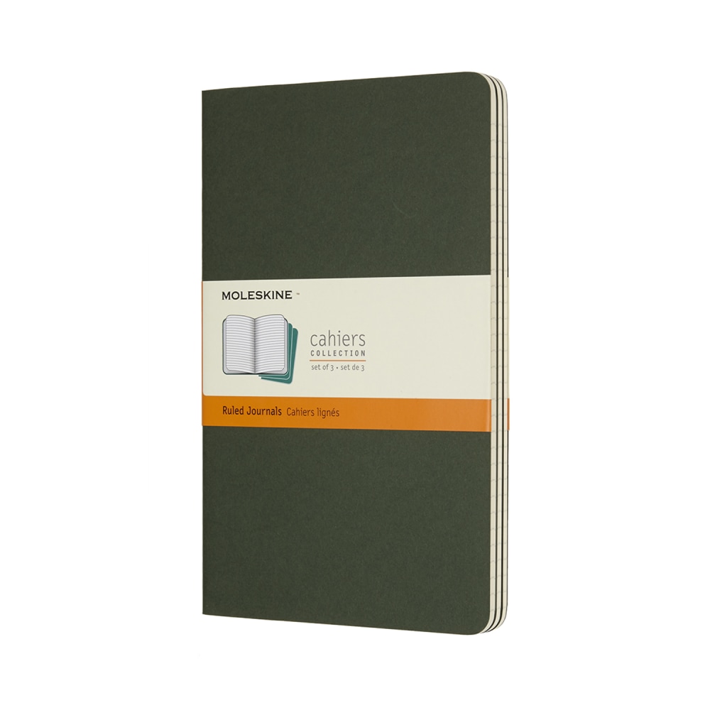 Moleskine Cahier Journals, 5in x 8-1/4in, Ruled, 80 Pages, Myrtle Green, Pack Of 3 Journals (Min Order Qty 4) MPN:855273