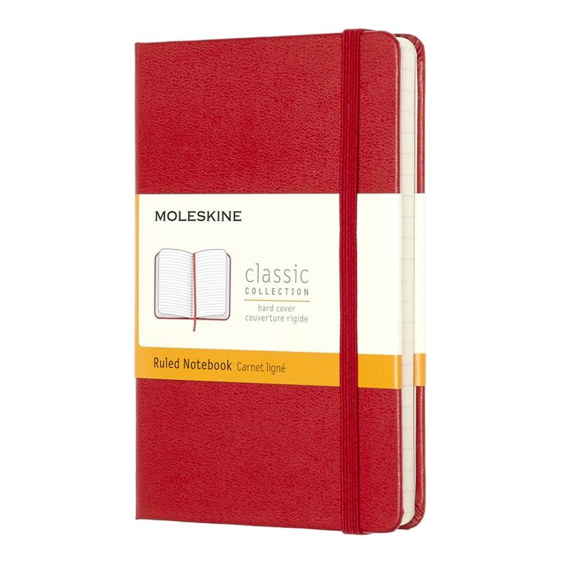 Moleskine Classic Hard Cover Notebook, 3-1/2in x 5-1/2in, Ruled, 192 Pages, Red (Min Order Qty 4) MPN:930000