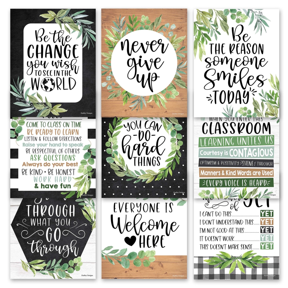 Hadley Designs Posters, Boho Farmhouse Growth Mindset Classroom Decor, Set Of 9 MPN:HDDX004A2EQMD