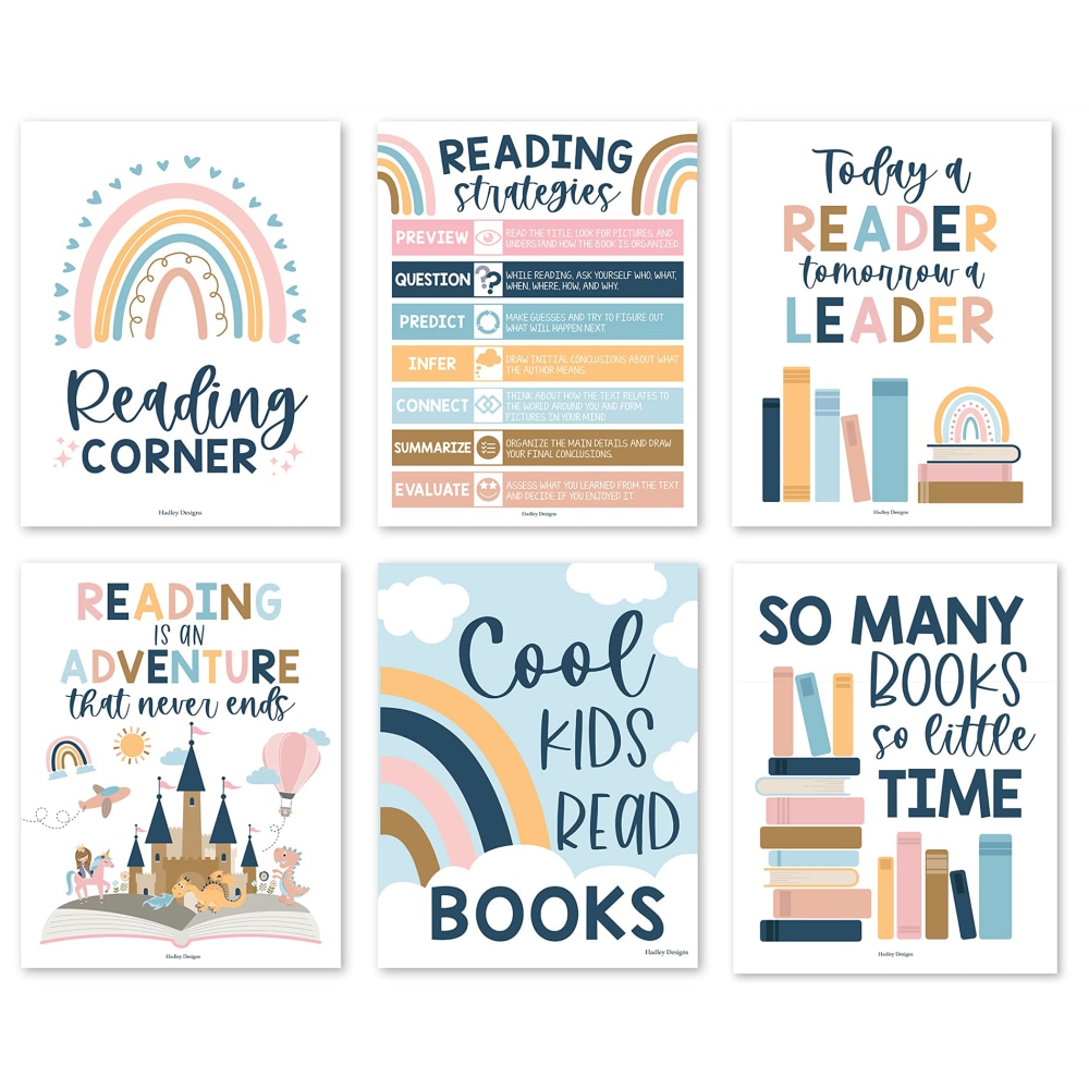 Hadley Designs Posters, Boho Reading, Set Of 6 MPN:HDDX004A2EQN7