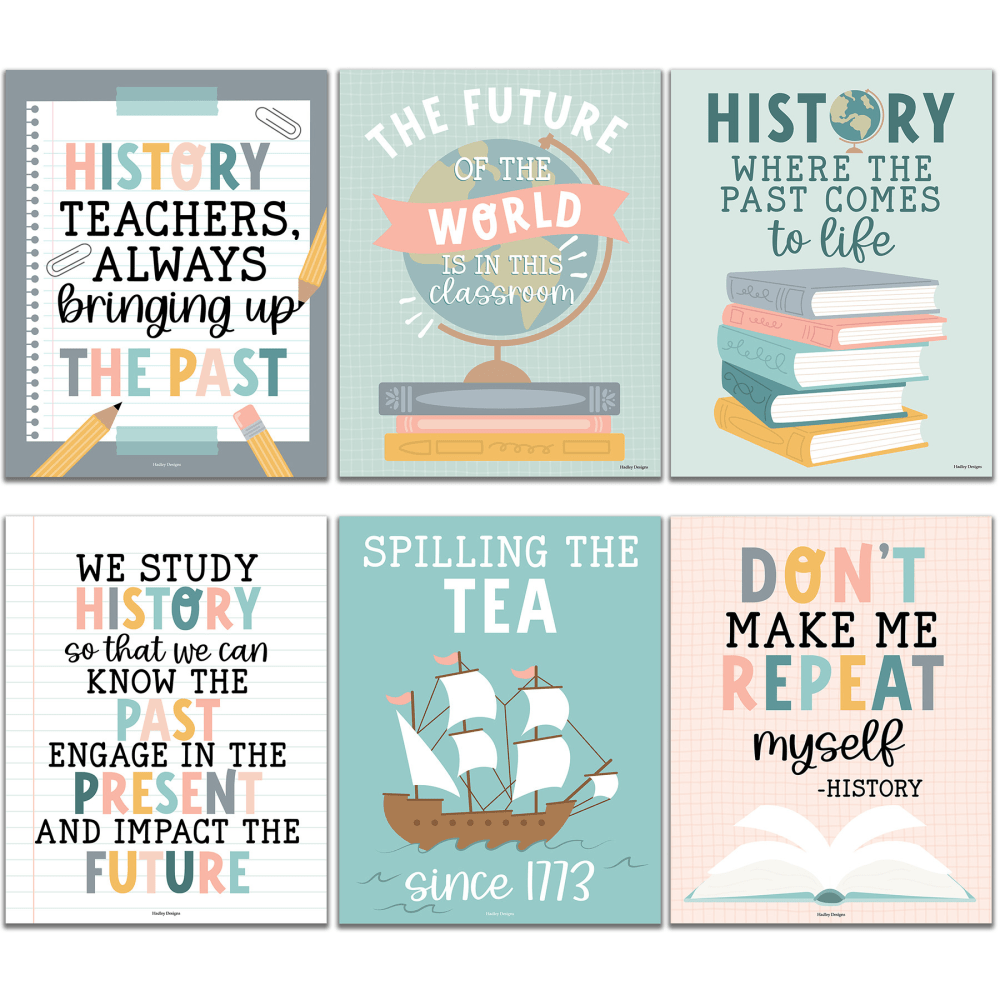 Hadley Designs Posters, Boho History Bulletin Board Classroom Posters, Set Of 6 MPN:HDDX004BE8MKR