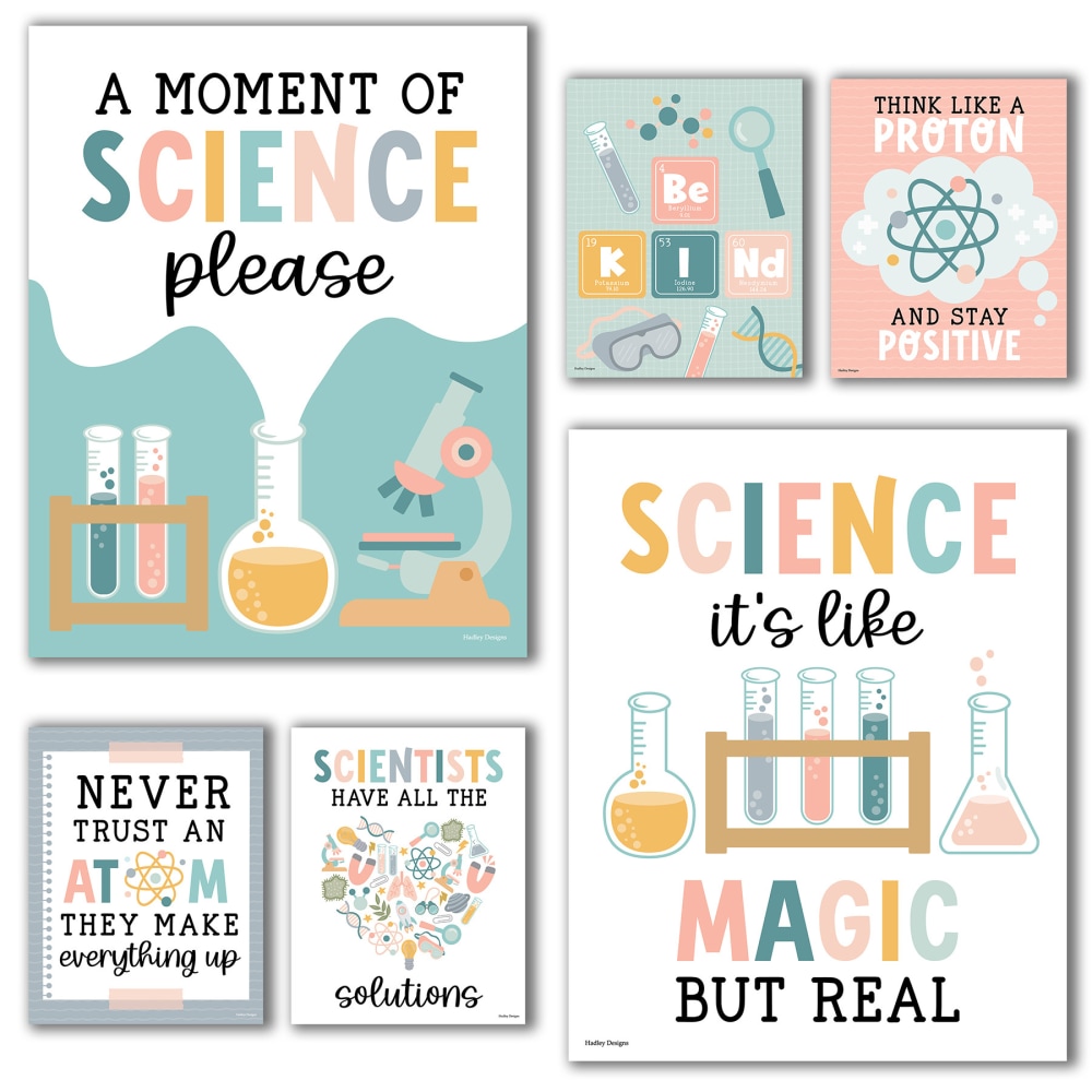 Hadley Designs Posters, Boho Science Bulletin Board Classroom Posters, Set Of 6 MPN:HDDX004BE8MMP