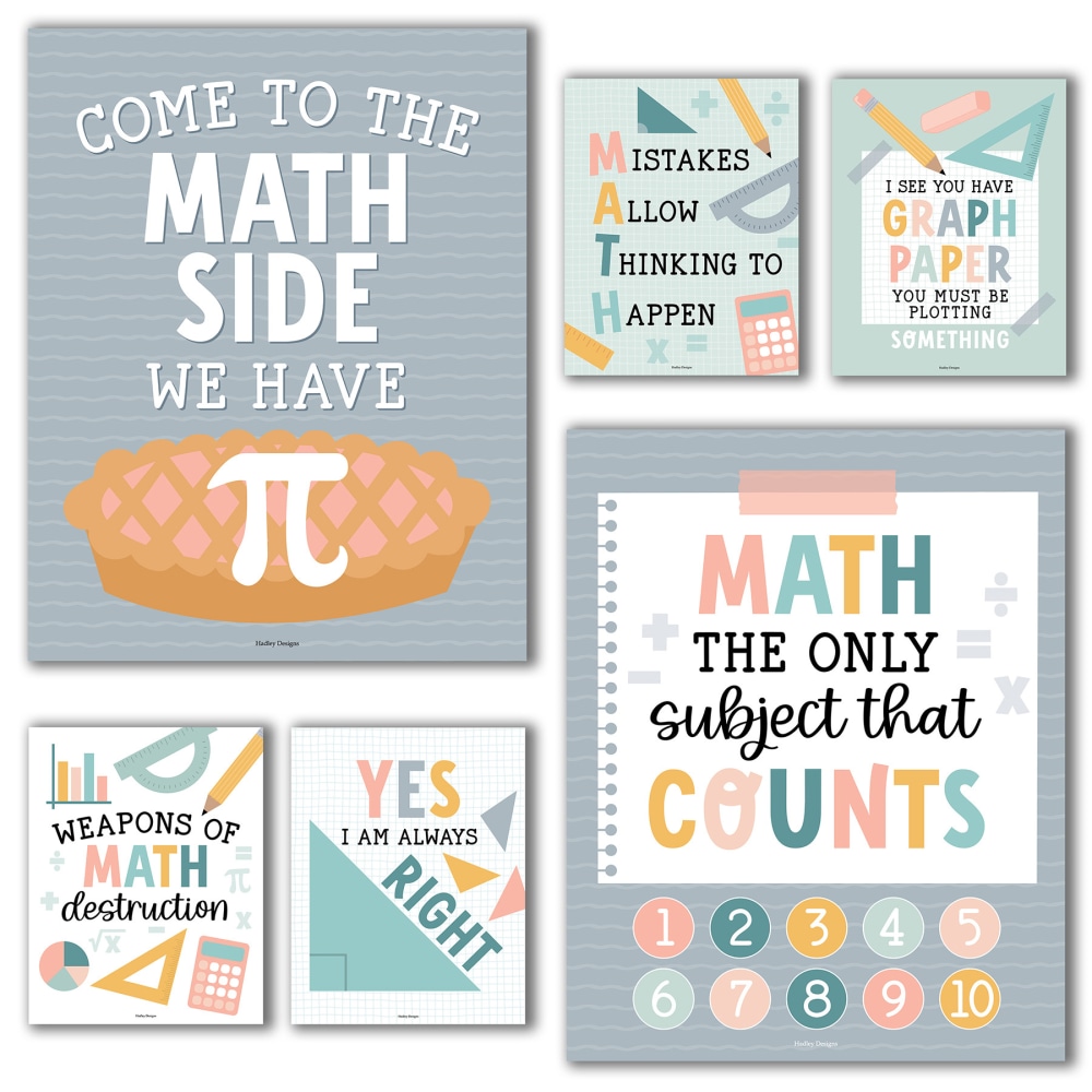 Hadley Designs Posters, Boho Math Bulletin Board Classroom Decor, Set Of 6 MPN:HDDX004BEB10P