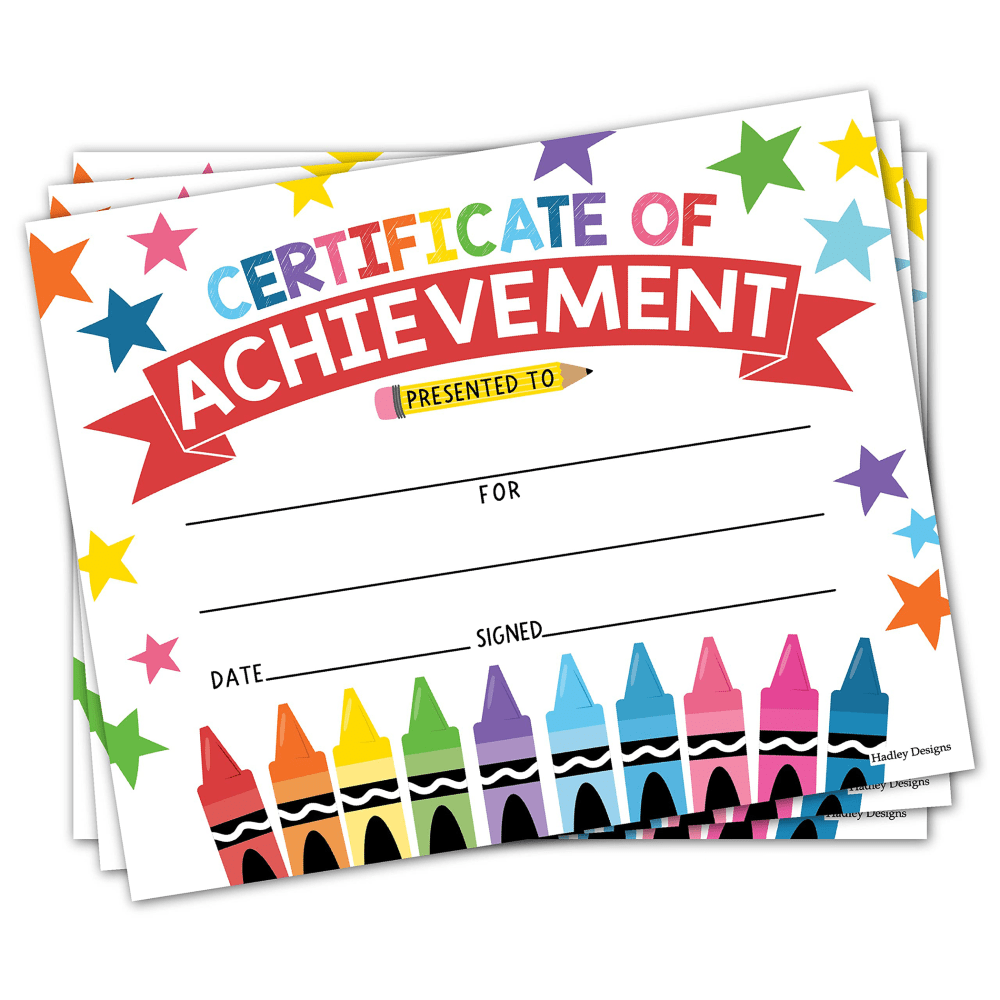 Hadley Designs Certificates For Students, 8in x 10in, Colorful Crayons Award, Set Of 25 MPN:HDDX004A2EQH3