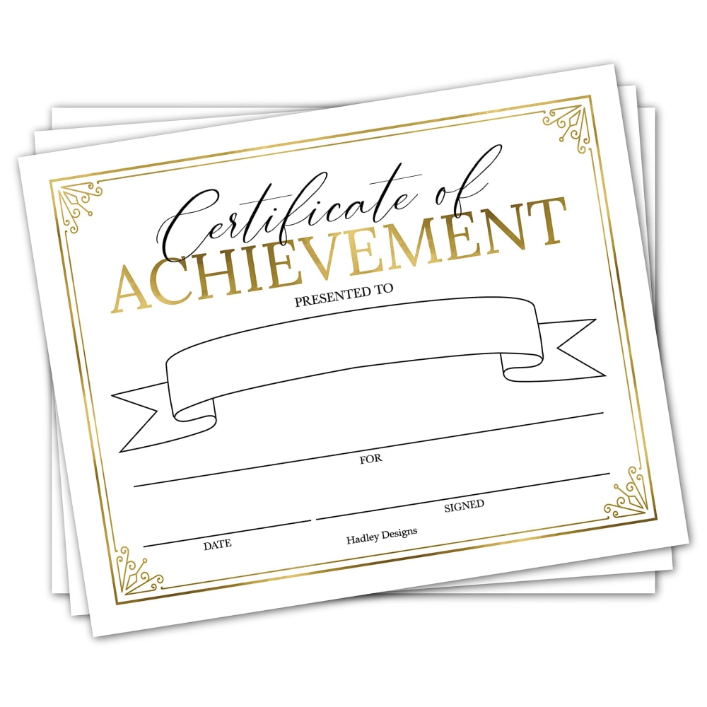 Hadley Designs Certificates For Students, 8in x 10in, Elegant Gold Award, Set Of 25 MPN:HDDX004A2K2IP