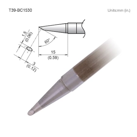Soldering Tip, Bevel, T.W. 3 mm, T.L. 15 mm MPN:T39-BC1530