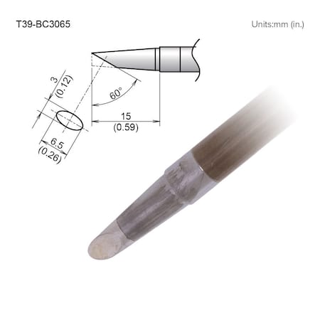 Soldering Tip, T.W. 6.5 mm, T.L. 15 mm MPN:T39-BC3065