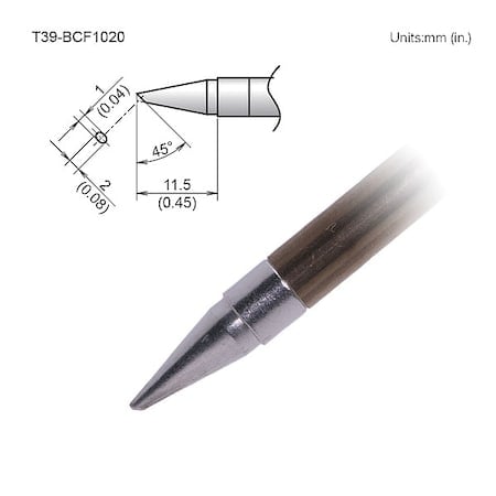 Tinned Face Soldering Tip, V-Groove Bevel MPN:T39-BCF1020