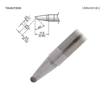Tinned Face Soldering Tip, V-Groove Bevel MPN:T39-BCF2535