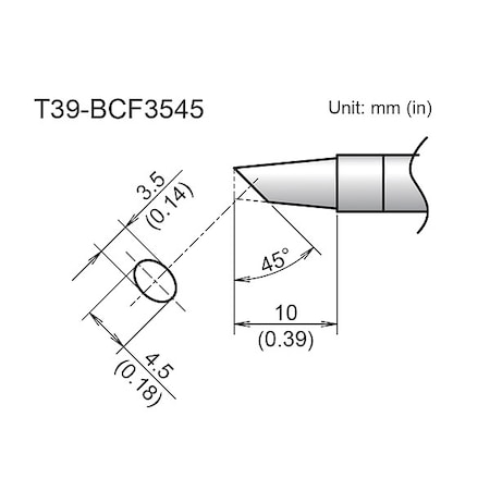 Tinned Face Soldering Tip, V-Groove Bevel MPN:T39-BCF3545