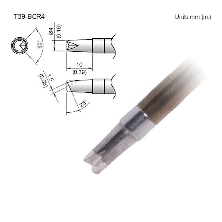 Soldering Tip, T.W. 4 mm, T.L. 10 mm MPN:T39-BCR4
