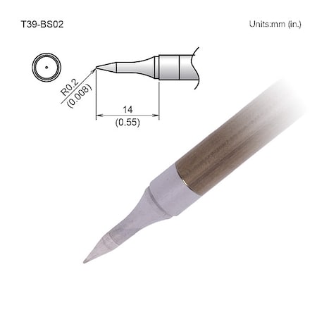 Soldering Tip, T.W. 0.2 mm, T.L. 14 mm MPN:T39-BS02