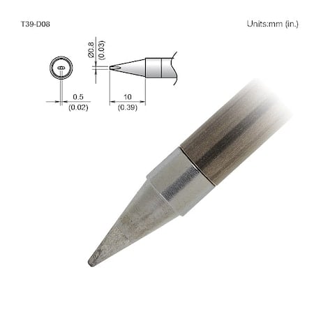 Soldering Tip, T.W. 0.8 mm, T.L. 10 mm MPN:T39-D08