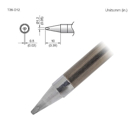 Soldering Tip, T.W. 1.2 mm, T.L. 10 mm MPN:T39-D12