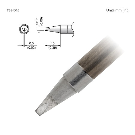 Soldering Tip, T.W. 1.6 mm, T.L. 10 mm MPN:T39-D16