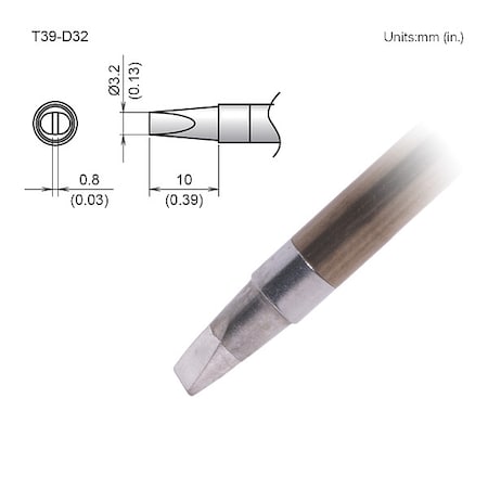 Soldering Tip, T.W. 3.2 mm, T.L. 10 mm MPN:T39-D32
