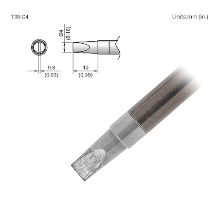 Soldering Tip, T.W. 4 mm, T.L. 10 mm MPN:T39-D4