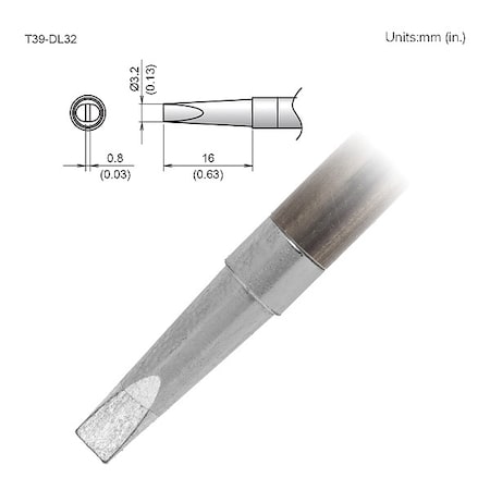 Soldering Tip, T.W. 3.2 mm, T.L. 16 mm MPN:T39-DL32