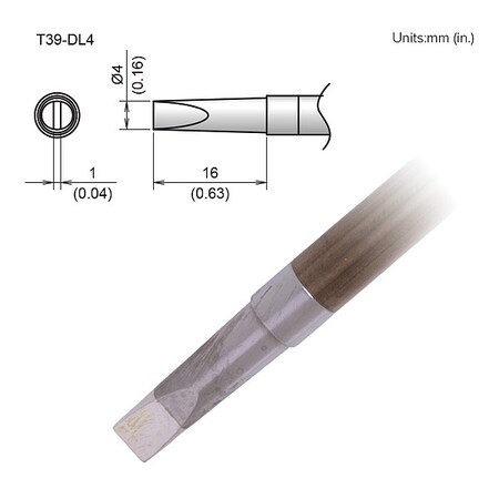 Soldering Tip, T.W. 4 mm, T.L. 16 mm MPN:T39-DL4