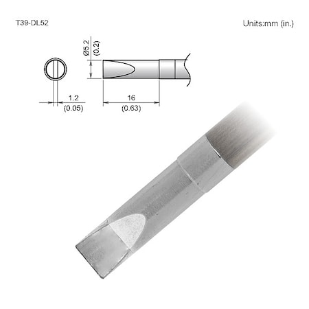 Soldering Tip, T.W. 5.2 mm, T.L. 16 mm MPN:T39-DL52