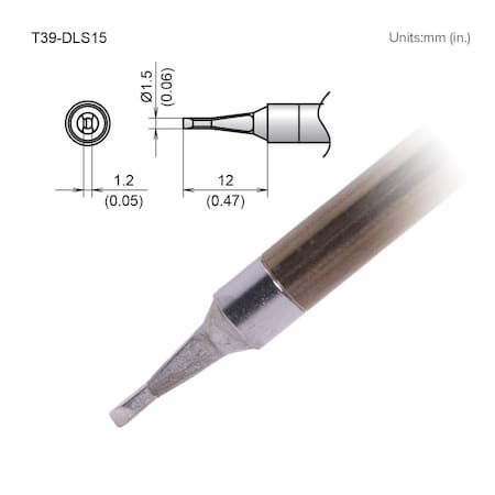 Soldering Tip, T.W. 1.5 mm, T.L. 12 mm MPN:T39-DLS15