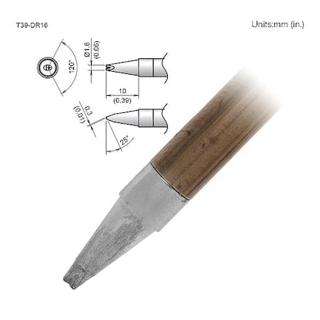 Soldering Tip, T.W. 1.6 mm, T.L. 10 mm MPN:T39-DR16