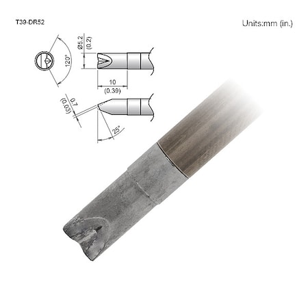 Soldering Tip, T.W. 5.2 mm, T.L. 10 mm MPN:T39-DR52