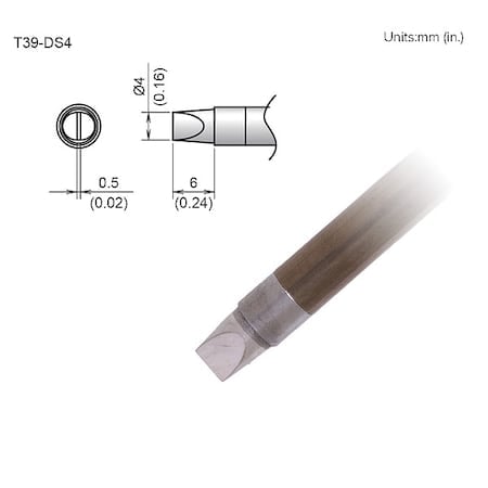 Soldering Tip, Chisel, T.W. 4 mm, T.L. 6 mm MPN:T39-DS4