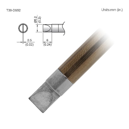 Soldering Tip, T.W. 5.2 mm, T.L. 6 mm MPN:T39-DS52
