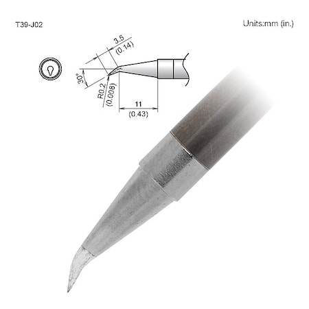Soldering Tip, T.W. 0.2 mm, T.L. 14.5 mm MPN:T39-J02
