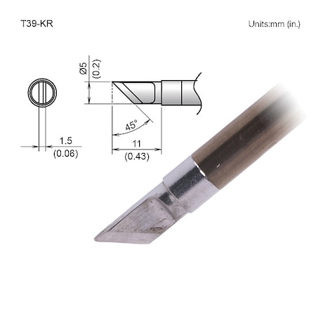 Soldering Tip, Knife, T.W. 5 mm, T.L. 11 mm MPN:T39-KR