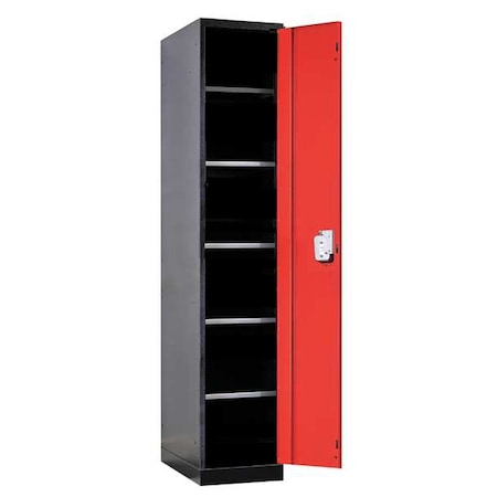 Wardrobe Locker, 24 in W, 24 in D, 78 in H, (1) Tier, (1) Wide, Black, Red MPN:FKL4478-1ME