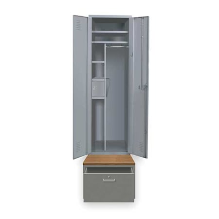 Wardrobe Locker, 24 in W, 36 in D, 90 in H, (1) Tier, (1) Wide, Dark Gray MPN:HERL442-1B-G-HG