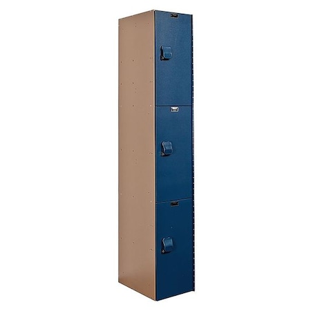 Wardrobe Locker, 12 in W, 18 in D, 72 in H, (1) Wide, (3) Tier, Blue/Taupe MPN:HPL1282-3A-TB
