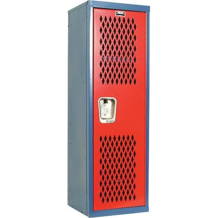 Wardrobe Locker, 15 in W, 15 in D, 48 in H, (1) Tier, (1) Wide, Red/Blue MPN:HTL151548-1GR