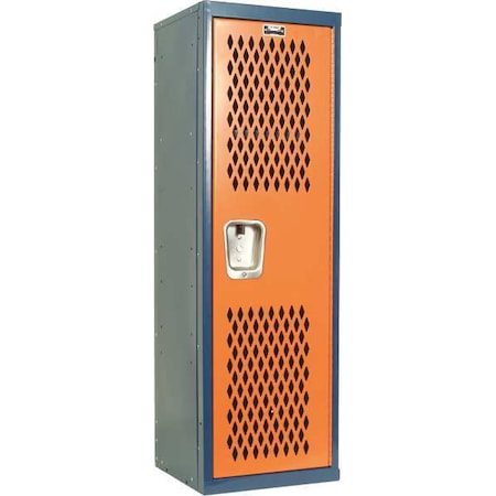 Wardrobe Locker, 15 in W, 15 in D, 48 in H, (1) Tier, (1) Wide, Orange/Navy Blue MPN:HTL151548-1JH
