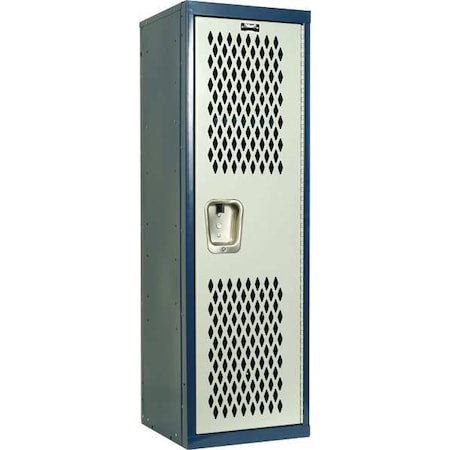 Wardrobe Locker, 15 in W, 15 in D, 48 in H, (1) Tier, (1) Wide, Light Gray/Navy Blue MPN:HTL151548-1JP
