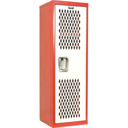 Wardrobe Locker, 15 in W, 15 in D, 48 in H, (1) Tier, (1) Wide, White/Red MPN:HTL151548-1RS