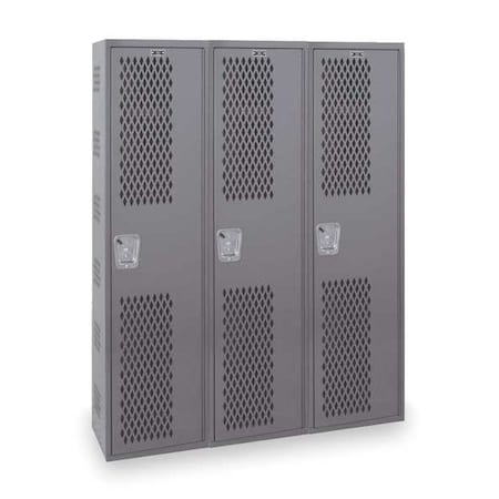 Wardrobe Locker, 36 in W, 12 in D, 72 in H, (1) Tier, (3) Wide, Dark Gray MPN:HWBA212-111HG
