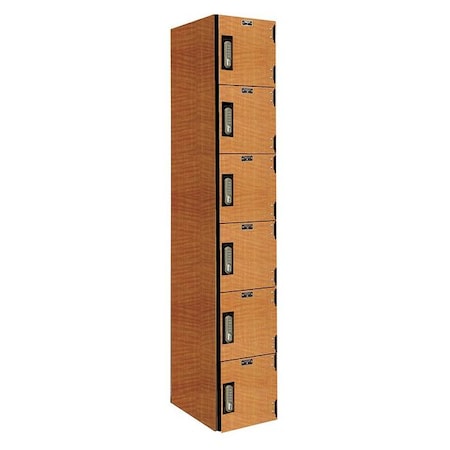 Box Locker, 12 in W, 18 in D, 72 in H, (1) Wide, (6) Tier, Light Wood MPN:PHL1282-6A-E-FA