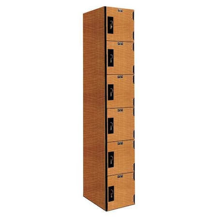 Box Locker, 12 in W, 18 in D, 72 in H, (1) Wide, (6) Tier, Light Wood MPN:PHL1282-6A-FA